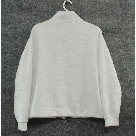 Ebb & Flow Athleisure Sweat Top Women's Large White Quarter Zip Kangaroo Pocket - Picture 5 of 7